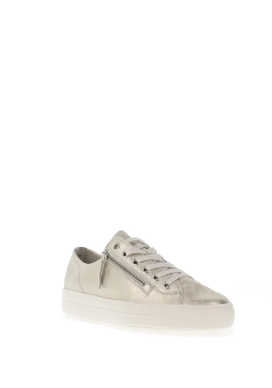 Paul Green Metallic Side Zip Trainers, Metallic Mineral