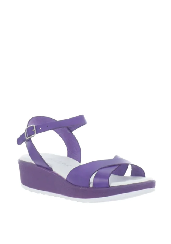 Pitillos Leather Platform Sandals, Purple