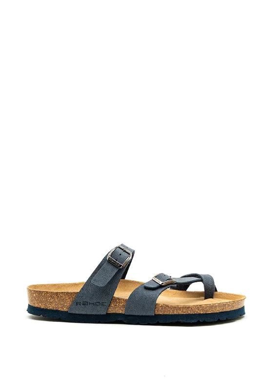 Rhode Toe Loop Buckle Strap Sandals, Navy