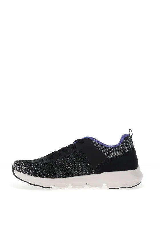 Rieker Womens Evolution Mesh Lace Up Trainers, Black & Lilac