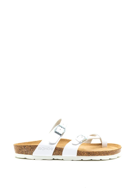 Rohde Toe Loop Buckle Strap Slip on Sandals, White