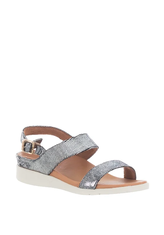 Strive Lucia Leather Metallic Buckle Sandals, Black