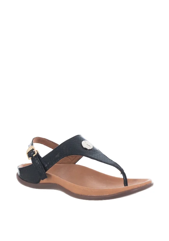 Strive Tropez Leather Metallic Thong Sandals, Black