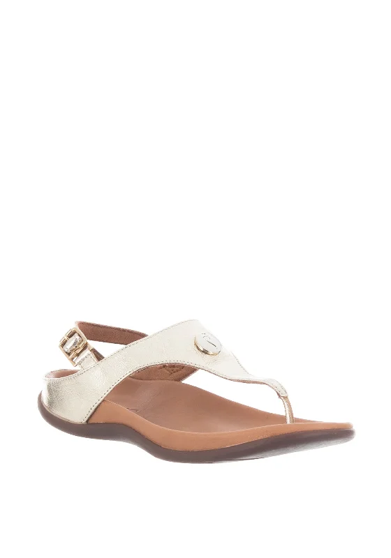 Strive Tropez Leather Metallic Thong Sandals, Gold