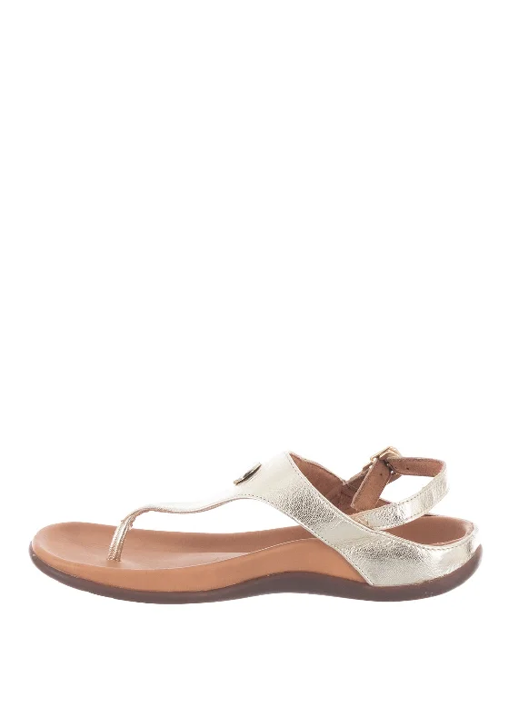 Strive Tropez Leather Metallic Thong Sandals, Gold