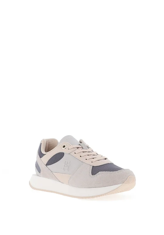 Tommy Hilfiger Womens Leather Essential Trainer, Fossil Grey