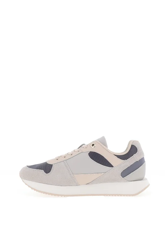 Tommy Hilfiger Womens Leather Essential Trainer, Fossil Grey