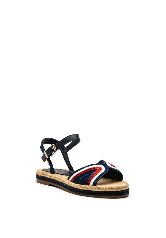 Tommy Hilfiger Womens Woven Flat Espadrille Sandals, Navy Multi