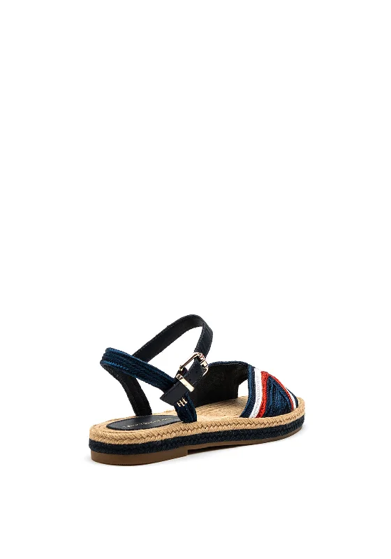 Tommy Hilfiger Womens Woven Flat Espadrille Sandals, Navy Multi