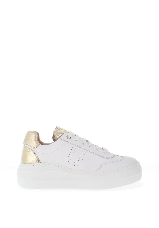 Unisa Fraile Leather Metallic Trim Chunky Trainers, White