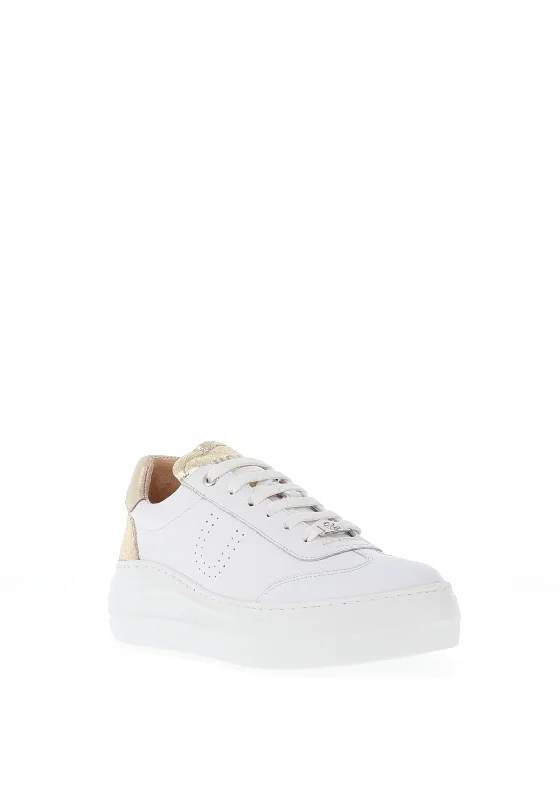 Unisa Fraile Leather Metallic Trim Chunky Trainers, White