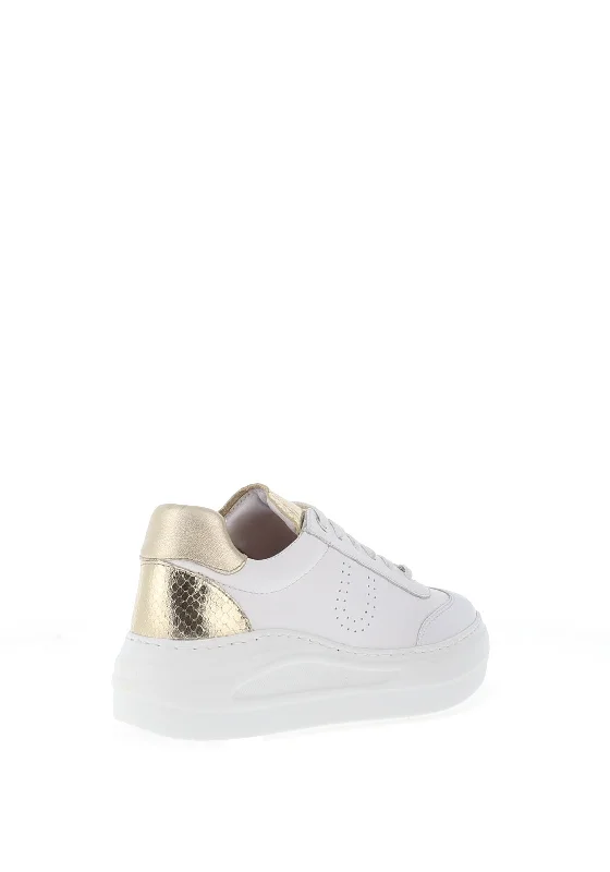 Unisa Fraile Leather Metallic Trim Chunky Trainers, White