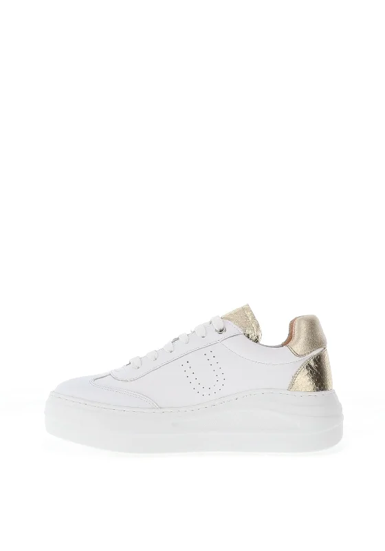 Unisa Fraile Leather Metallic Trim Chunky Trainers, White