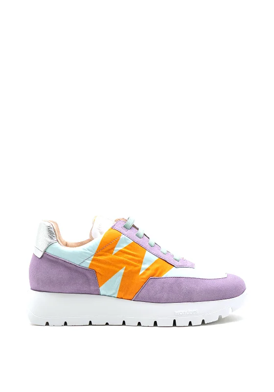 Wonders Fly Colour Block Suede Trainers, Lavender Multi