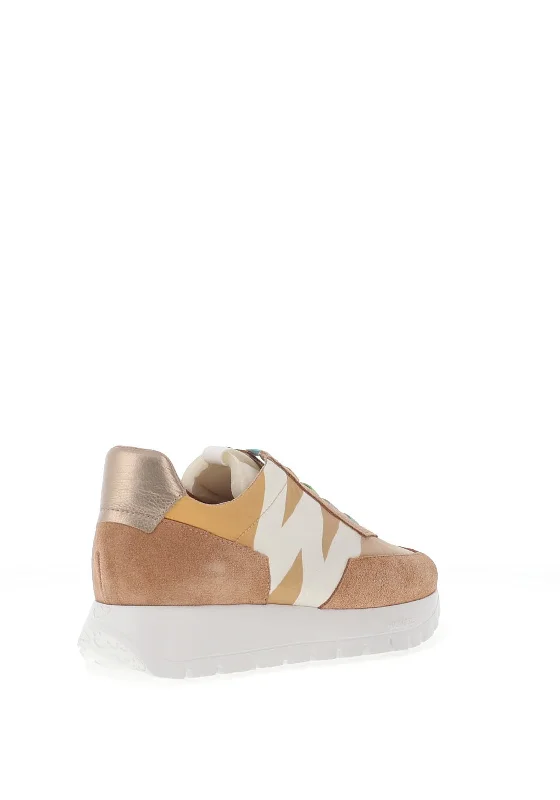 Wonders Fly Colour Block Suede Trainers, Natural Multi