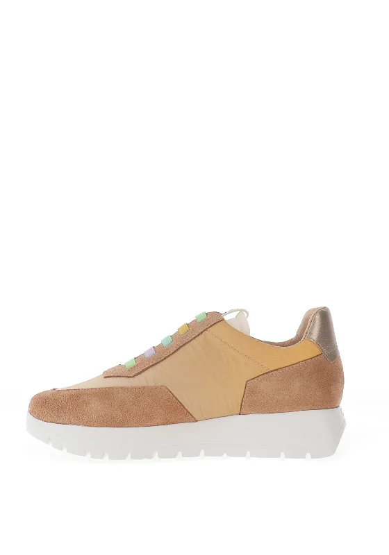 Wonders Fly Colour Block Suede Trainers, Natural Multi