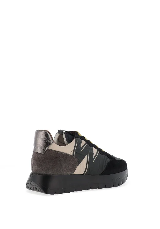 Wonders Fly Colour Block Suede Trainers, Black & Yellow