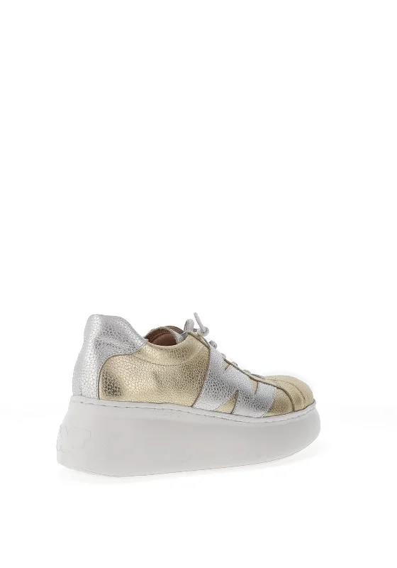 Wonders Leather Wedge Trainers, Platino