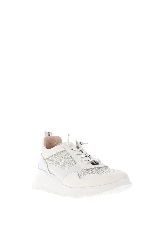 Wonders Metallic Mesh Leather Trainers, Off White