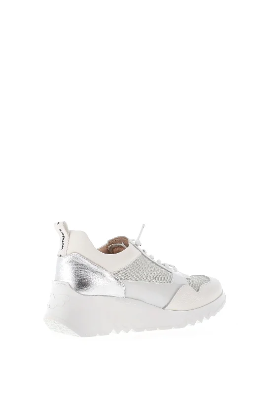 Wonders Metallic Mesh Leather Trainers, Off White