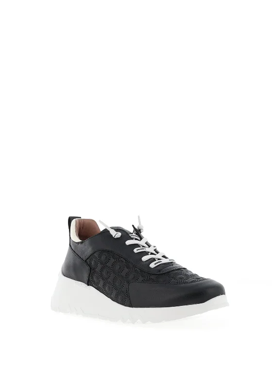 Wonders Eleven Printed Platform Trainers, Black