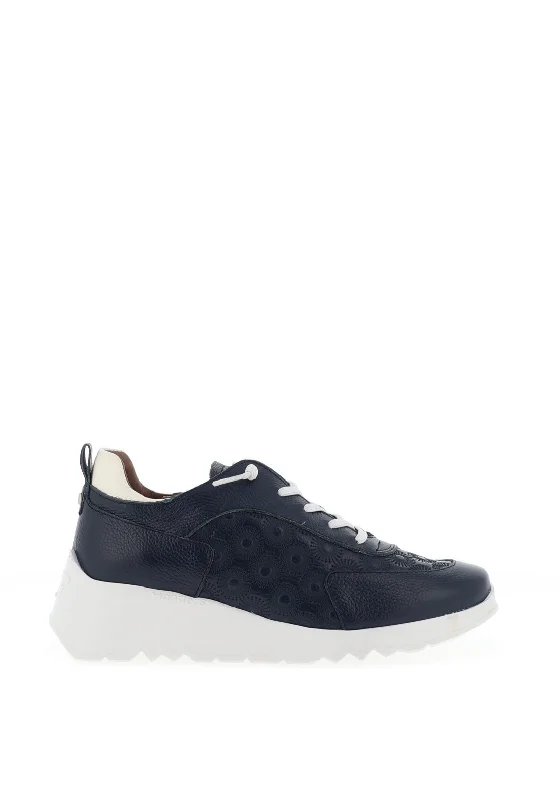 Wonders Eleven Printed Platform Trainers, Navy