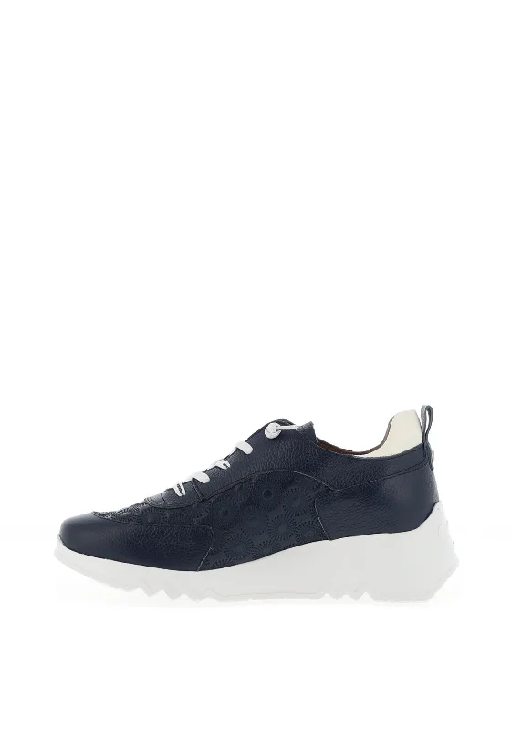 Wonders Eleven Printed Platform Trainers, Navy