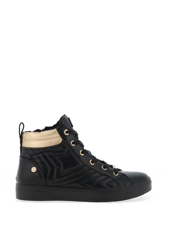 Xti Womens Star Embossed High Top Trainers, Negro