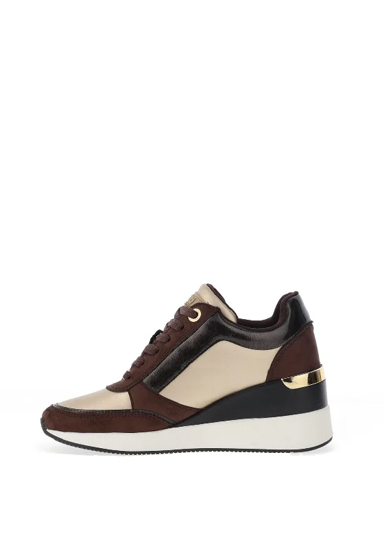 Xti Womens Zip & Lace Platform Trainers, Bronze