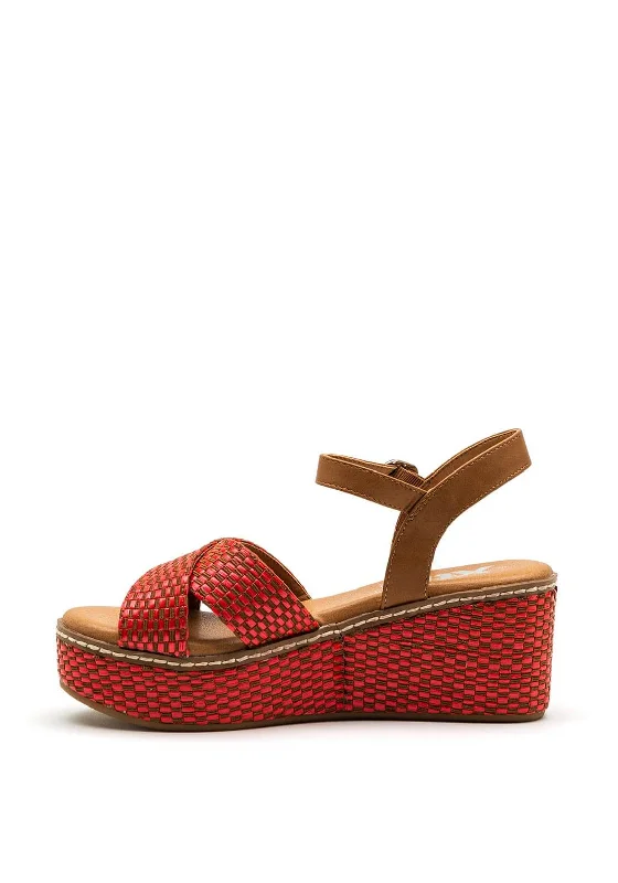 Xti Womens Woven Platform Sandal, Red