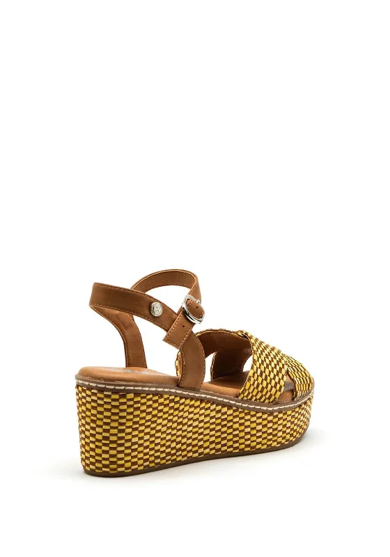 Xti Womens Woven Platform Sandal, Yellow