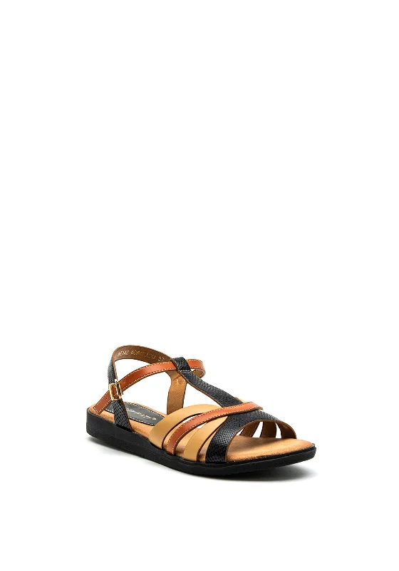 Zen Collection Faux Leather Strappy Sandal, Black Multi