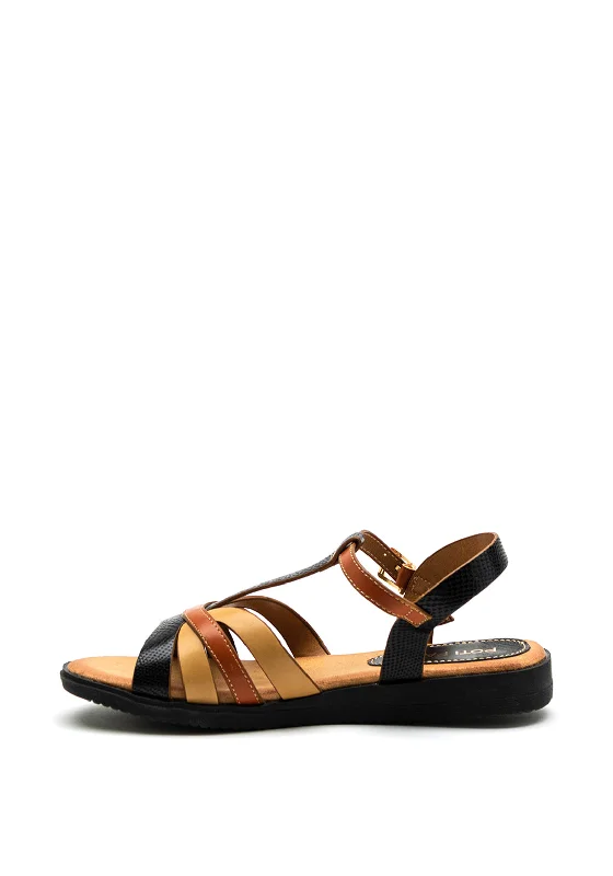 Zen Collection Faux Leather Strappy Sandal, Black Multi