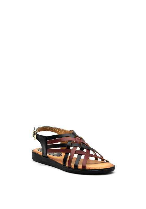 Zen Collection Threaded Narrow Straps Sandal, Black Multi