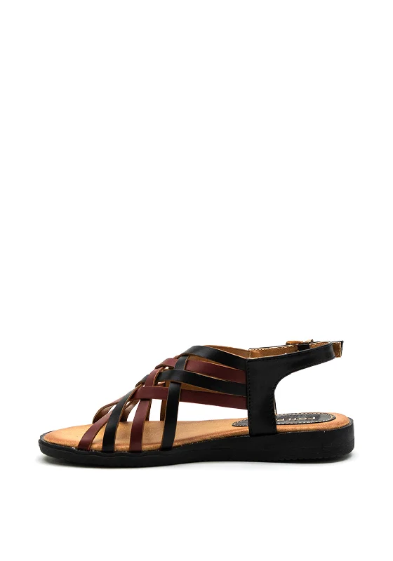 Zen Collection Threaded Narrow Straps Sandal, Black Multi