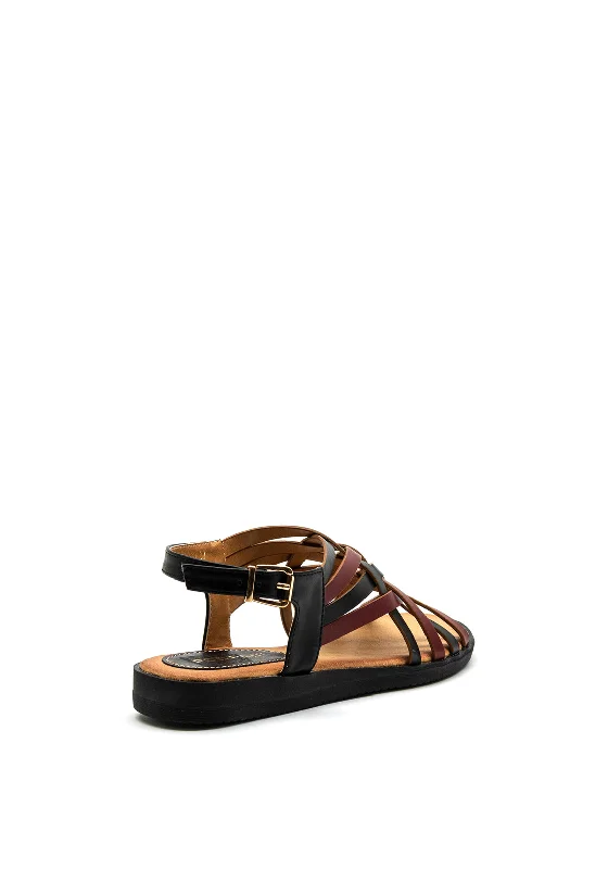 Zen Collection Threaded Narrow Straps Sandal, Black Multi