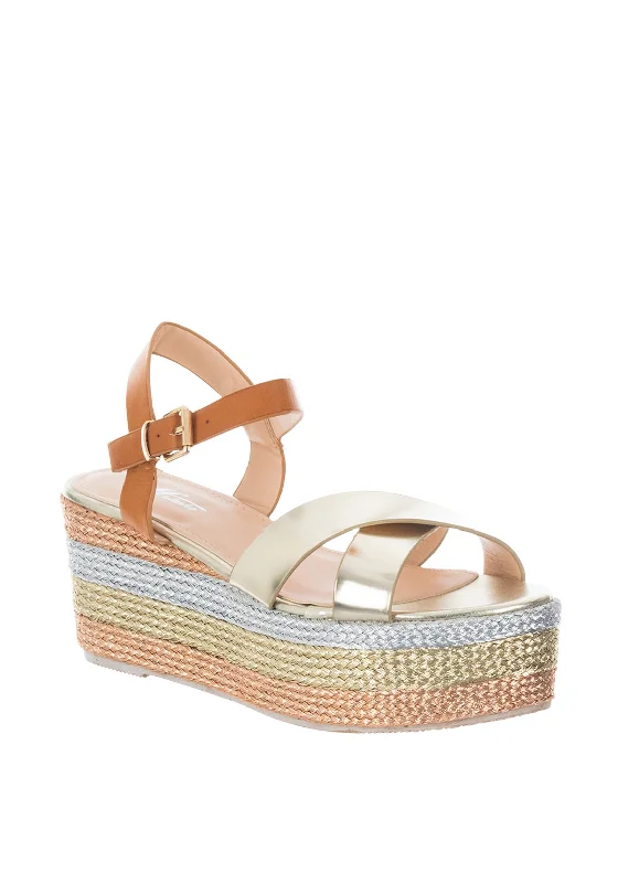 Zen Metallic Espadrille Platform Sandals, Gold