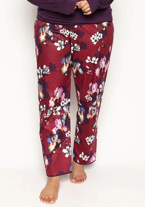 Cyberjammies Clarissa Floral Pyjama Bottoms, Burgundy