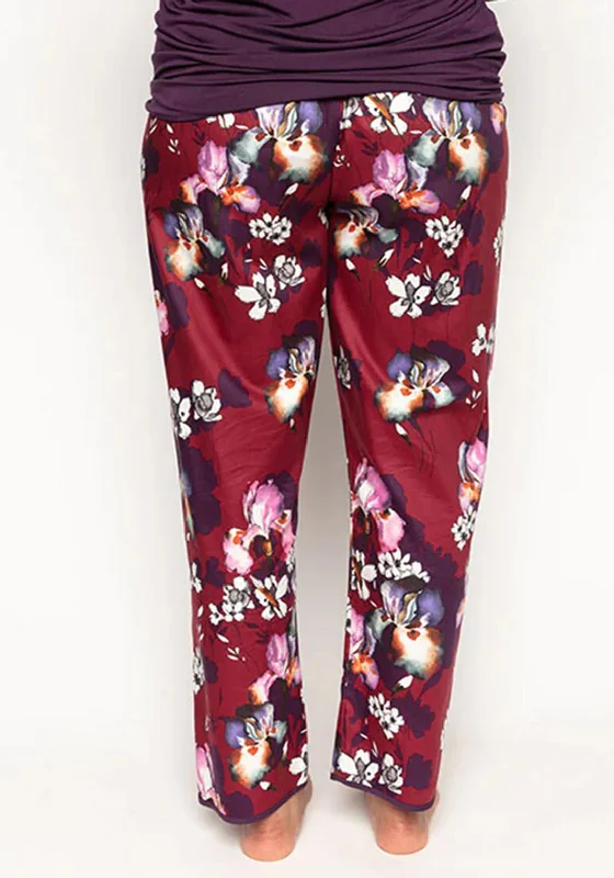 Cyberjammies Clarissa Floral Pyjama Bottoms, Burgundy