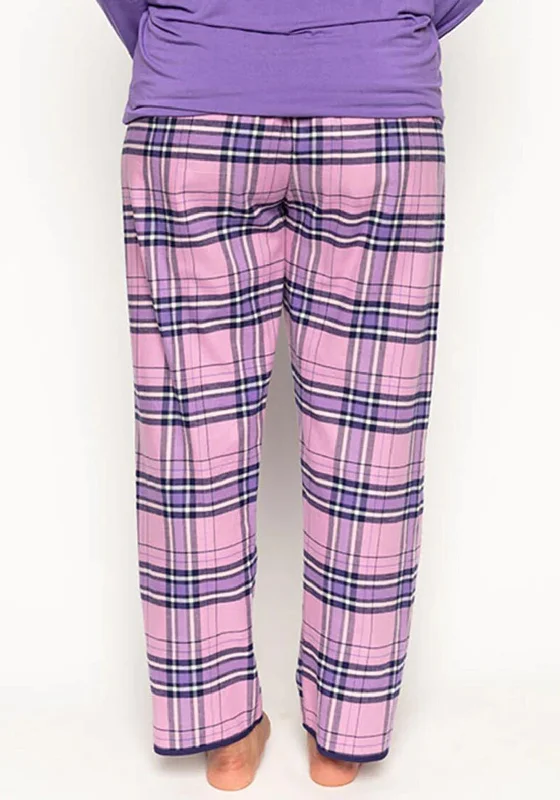 Cyberjammies Violet Brushed Check Pyjama Bottoms, Pink