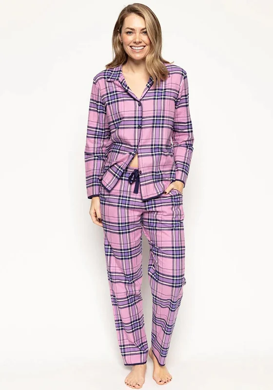 Cyberjammies Violet Brushed Check Pyjama Bottoms, Pink