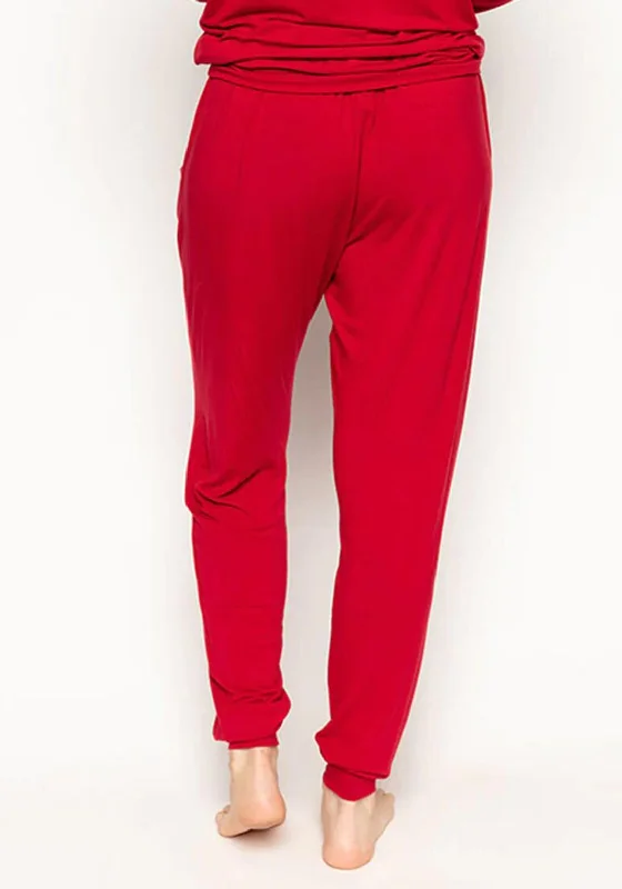 Cyberjammies Windsor Jersey Cuffed Pyjama Bottoms, Red