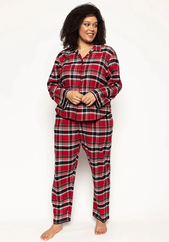 Cyberjammies Windsor Brushed Check Pyjama Top, Red