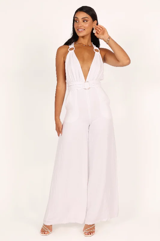 Imani Belted Jumpsuit - White