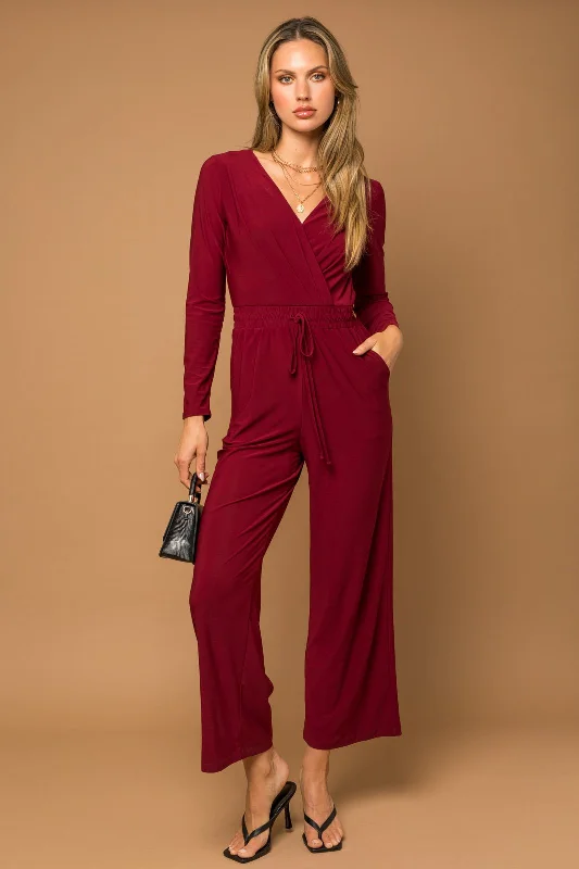 Jilli Stretch Jumpsuit - Burgundy