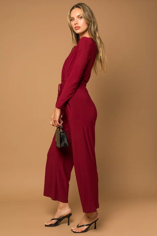 Jilli Stretch Jumpsuit - Burgundy