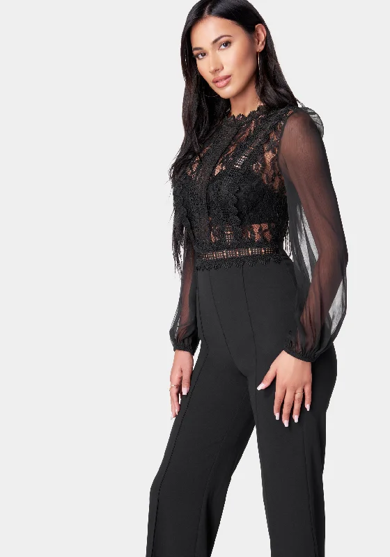 Lace Top Straight Leg Jumpsuit