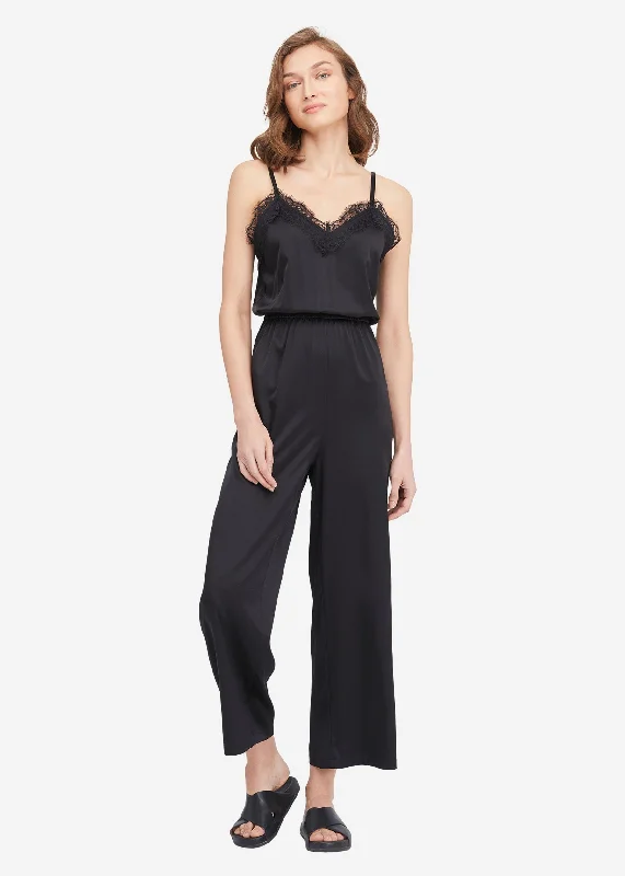 Lace Trimmed Silk Jumpsuit