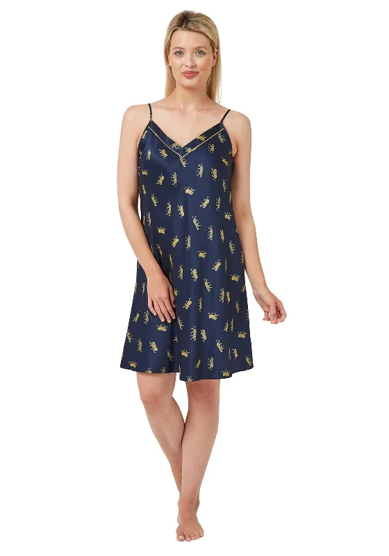 Indigo Sky Leopard Cat Print Nightdress, Navy