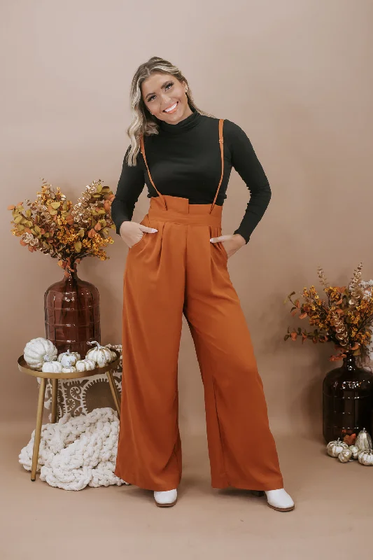 Setting Trends Suspender Pants, Rust